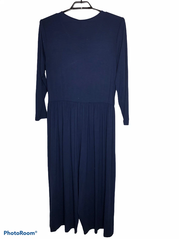 Mono para mujer ASOS envolvente delantero 20 pierna ancha recortado jersey cintura elástica azul Foto 3 de 4