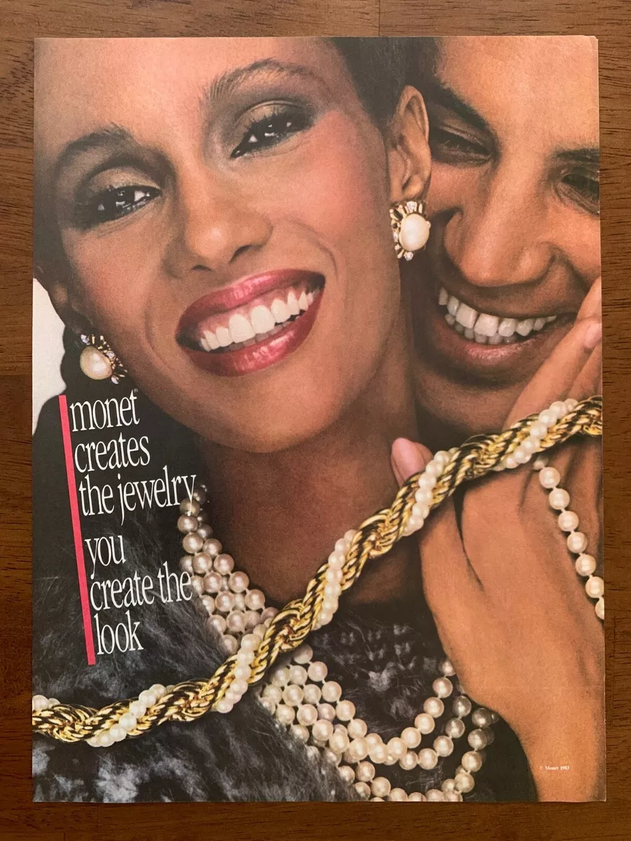1983 Monet Jewelry Vintage Print Ad Poster 80s Fashion Pop Art