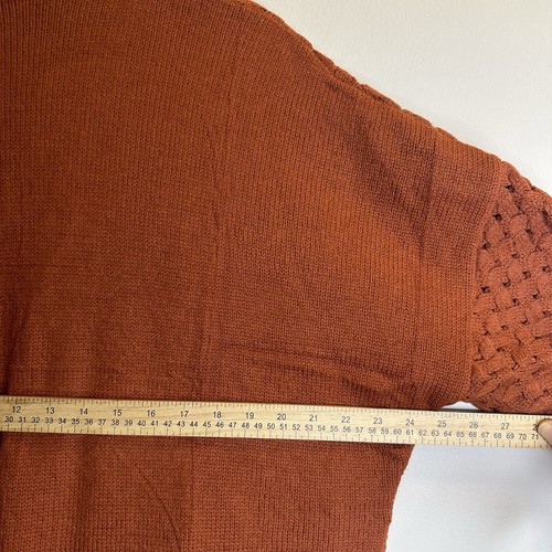 Abrigo Cárdigan Mujer Manga Larga Naranja Tejido Frente Abierto Chaqueta Bolsillos Talla XL - Imagen 6 de 7