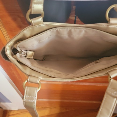 Borsa a mano vintage oro metallizzato lucido, retrò 12" x 8", 4 scomparti - Foto 5 di 8