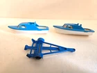 Lesney Matchbox Series #9 Blue Boat Trailer and (2) Boats