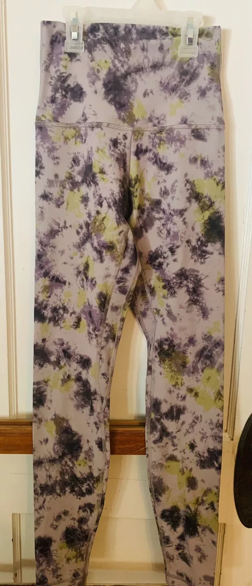 Lululemon Womens Marble Yellow Gray Athletic Leggings Size 4