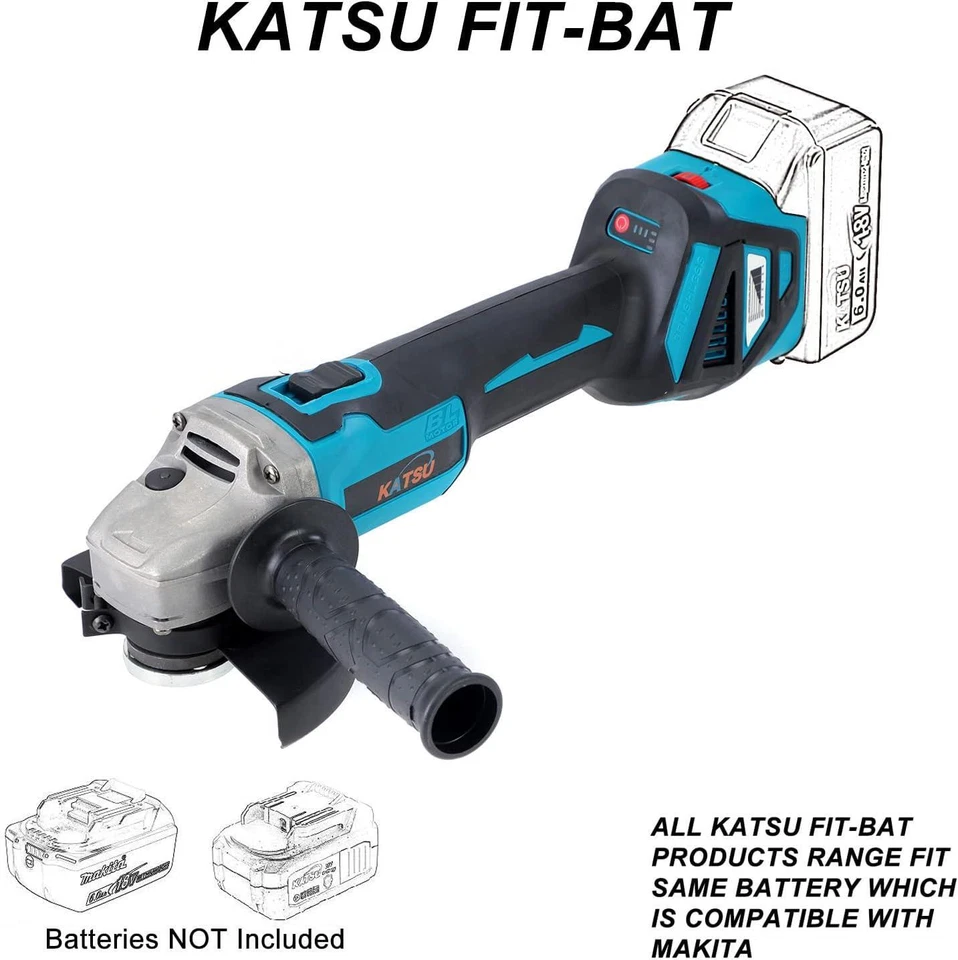 KATSU Cordless Angle Grinder Variable Speed 125/115mm Fits Makita Battery