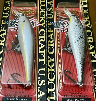 2 Lucky Craft Pointer 95 SP Minnow Jerkbait Lures CHARTREUSE SHAD/CRACK BLACK