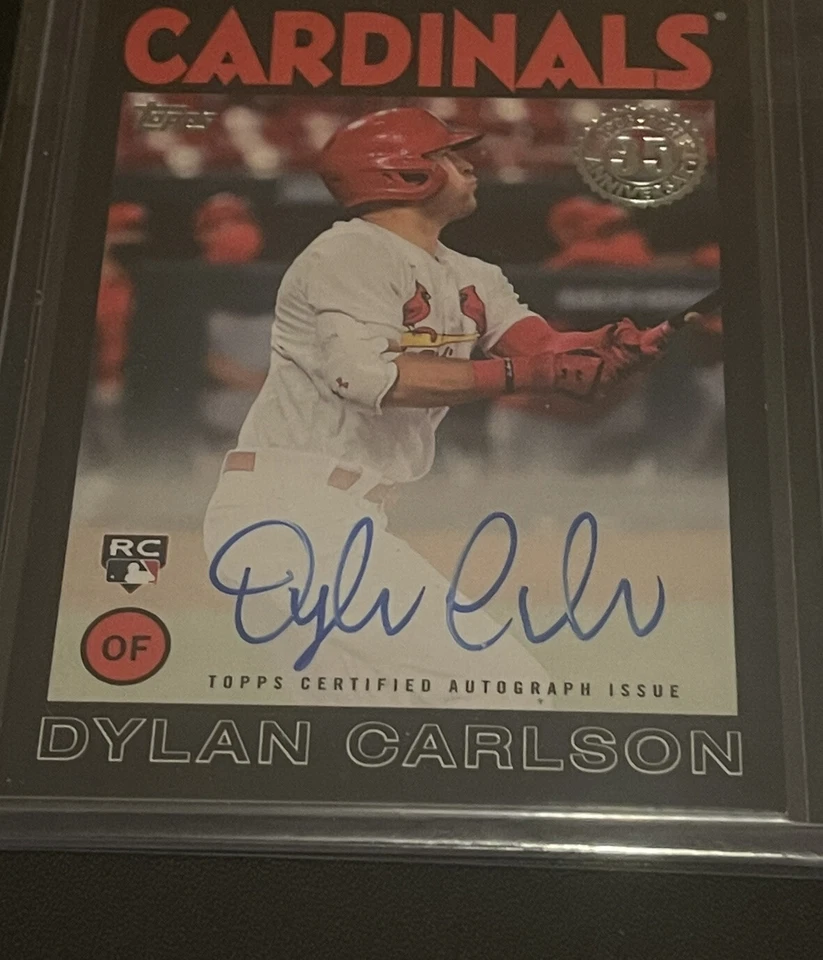 Dylan Carlson RC 2021 Topps 86B-DCA 1st RC Auto Black Parallel #/199 Cardinals - Image 3 of 4