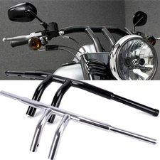 Black / Chrome 8" Rise T Bar Handlebar For Harley Touring Sportster Softail Dyna