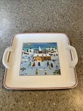 VILLEROY & BOCH DESIGN NAIF CHRISTMAS Manger Scene Handled CAKE PLATE PLATTER