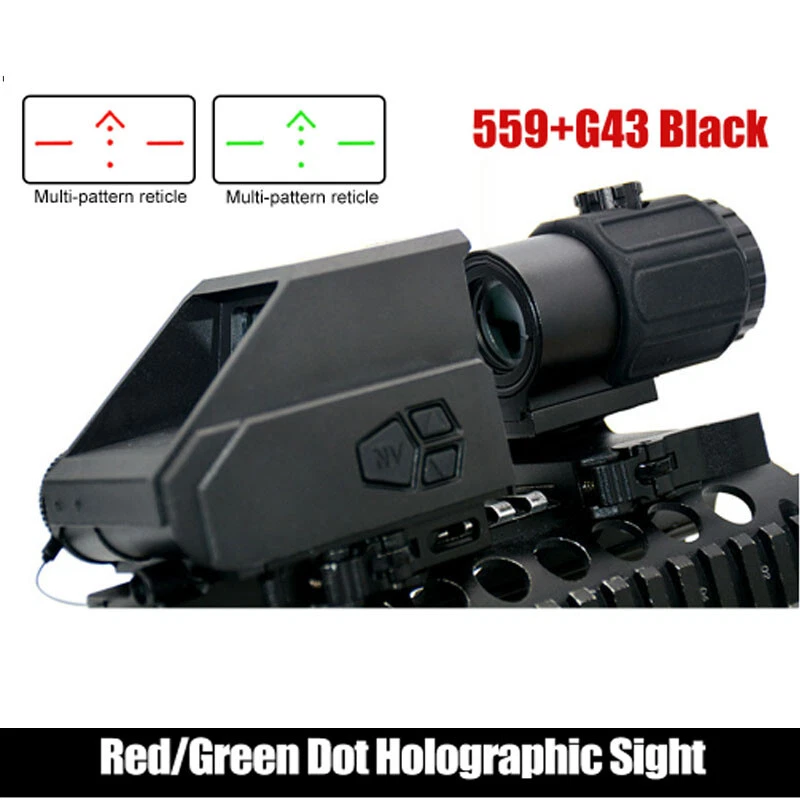 3X G43 Sight Magnifier With Switch to Side QD Mount Red Green Dot Sight Scope - Image 2 of 4
