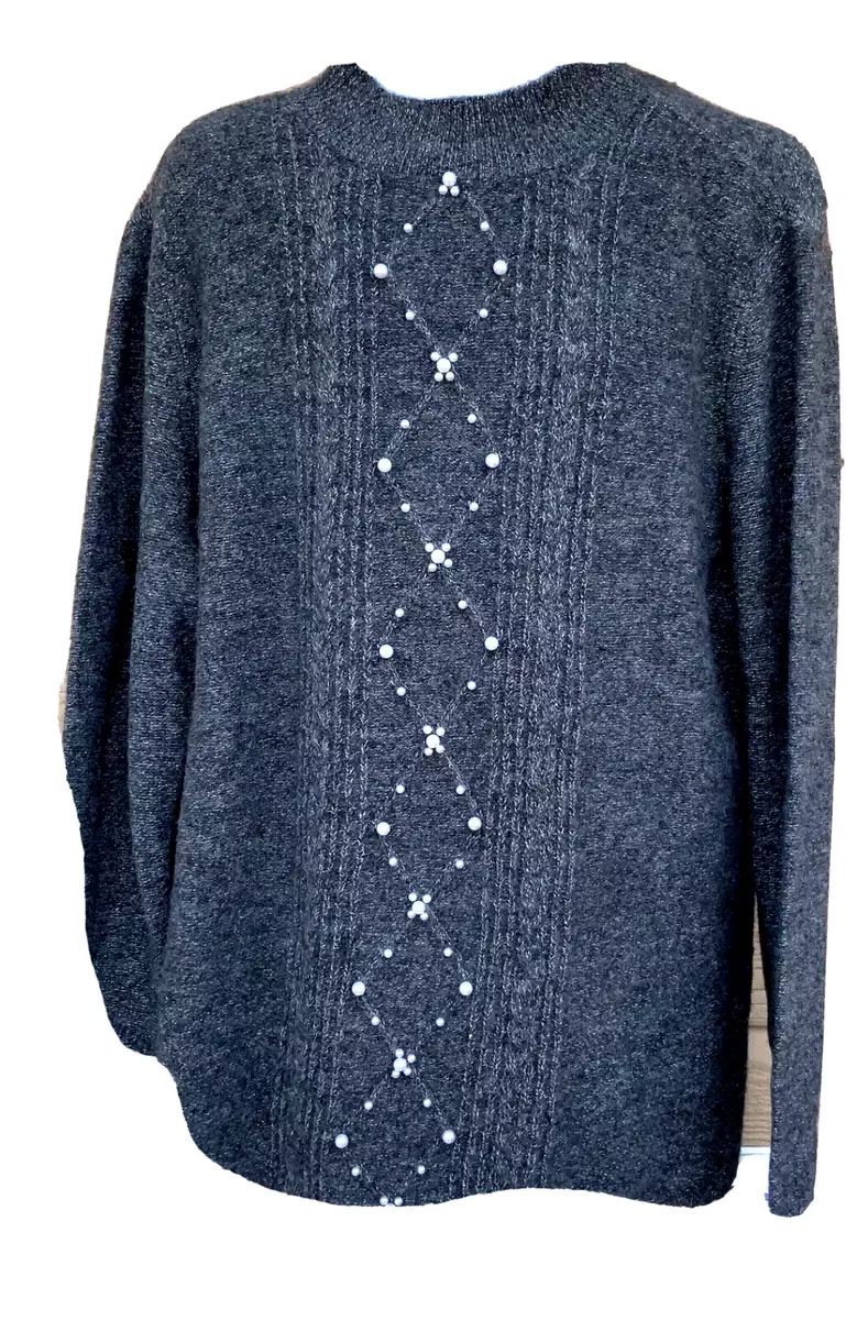 Sweater with shop pearl bead cuffs