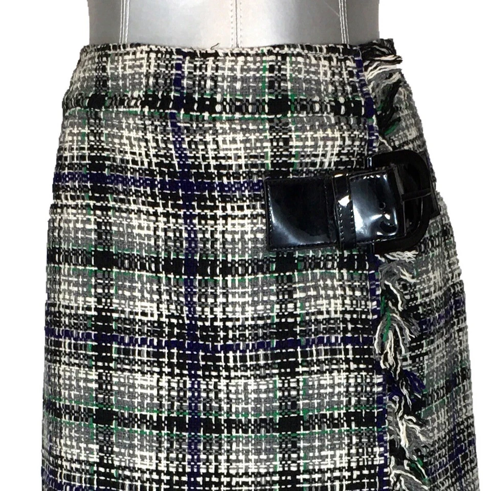 Etcetera 4 Envolturas Esquiador Blanco Negro Gris Verde Azul Tejido Tweed Flecos Cinturón Trabajo Foto 2 de 4