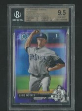 2017 BOWMAN CHROME CHRIS PADDACK PADRES RC PURPLE REFRACTOR 159/250 BGS 9.5 W 10