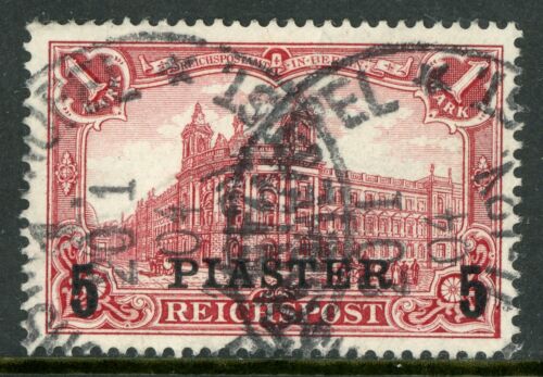 Germany 1903 Offices in Turkey 5 Piaster/1 Mark Carmine Scott # 28 VFU E866 - Picture 1 of 2