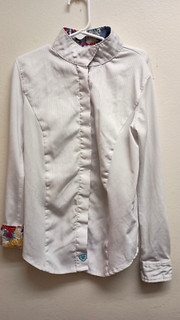 Ariat Pro Series Girls Medium 10 White Flip Cuff Long Sleeve Snap Up.