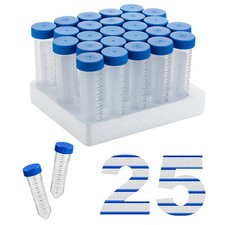 25Pcs 50ml Conical Bottom Centrifuge Tubes With Screw Caps, Flat Top