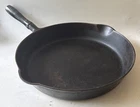 Griswold Cast Iron 372 #11 Large Block Logo Skillet Rare Woodie Wooden Handle *