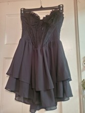 NEW WINDSOR BLACK Strapless Lace Ruffle Dress Short Goth NWT $44 Lingerie Size S