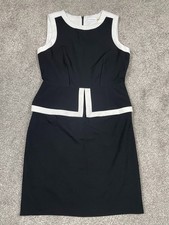 Calvin Klein Dress Womens 10 Black Sheath Peplum Tank LBD Classic Event Office