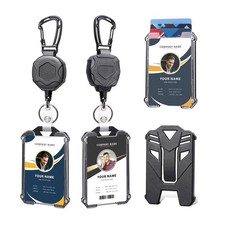 Badge Holder Retractable Clip Heavy Duty Carabiner Badge Reel Keychain with Lany