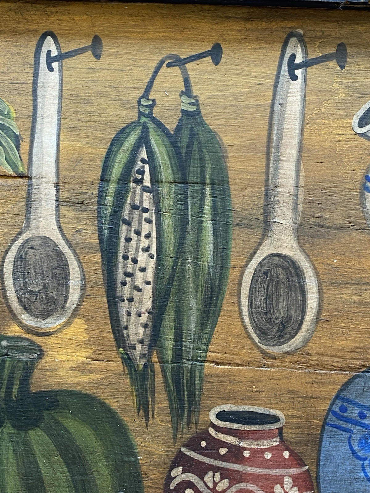 Attributed To Ramos Filemon VTG Mexican Folk Pottery Fruit Still Life Painting