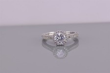 Sterling Silver Cubic Zirconia Halo Accented Scalloped Bezel Band Ring 925 Sz: 8