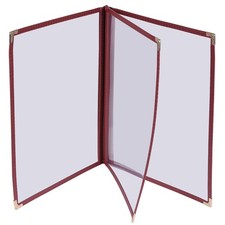 WeChef 30PC Restaurant 8.5x14 Menu Cover Trifold 6 View 3 Page Book Burgundy