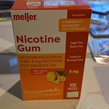 Meijer Nicotine Gum 4 mg Fruit Wave Flavor 100 Pieces Sugar Free Gluten Free