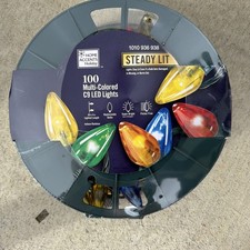 Home Accents Holiday 100 Multi Colored C9-Super Bright Led Lights. 65 Feet. NEW