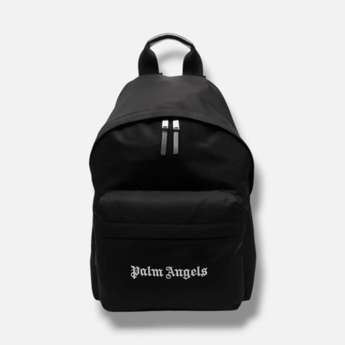 Palm Angels Men's Black Logo-embroidered Satin Shoulder Backpack Bag