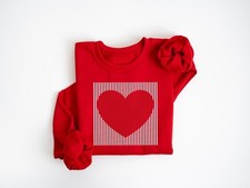 Retro Valentines Heart Sweatshirt, Cute Love Sweatshirt, Womens Valentines Heart