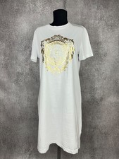 Versace Jeans Couture Women’s Dress T-Shirt White/Gold Baroque Logo Size XL