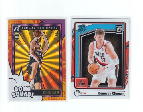 2024-25 Donruss Donovan Clingan Bomb Squad LAZER RC/99 &amp; OPTIC Rated RC Portland