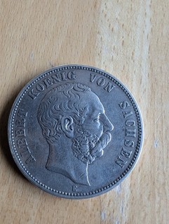 5 Mark Silber Münze Deutsches Reich 1876 Albert König v Sachsen