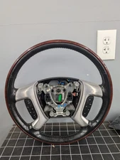 GMC 07-14 Yukon Denali  Steering Wheel Black Leather & Wood Heated