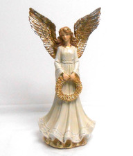 Winter Christmas Angel with Gold Accents Tree Tabletop Decor Resin 12" h