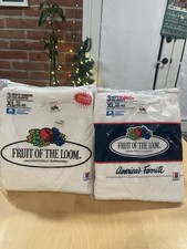 New Vintage 2 Packs 6 Shirts Fruit of the Loom V-Neck White T-Shirts XL 46-48