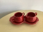 Fiestaware Red 3 Piece Sugar, Creamer & Tray