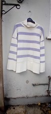 Ladies TU High Neck Lilac/Ivory Striped Jumper Size L Pre-owned VGC