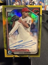 Chase Burns Auto 2024 Bowman Draft /75 Yellow Refractor Reds