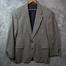 Jos. A. Bank Men 42R Glen Plaid Wool Blend Blazer Sport Coat Grey Brown 2-Button