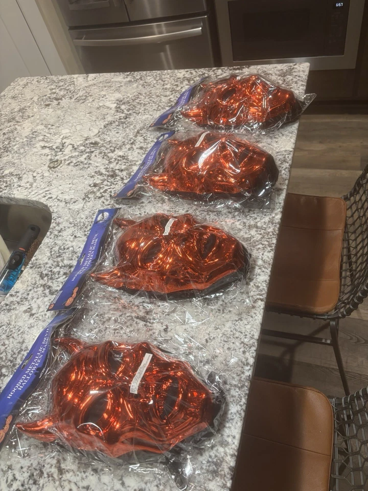 (4) Adult Red Metallic Devil Masks, New In Original Packaging  - Image 3 of 3