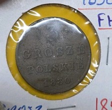 1830 F H  POLAND 3 GROSZ COIN