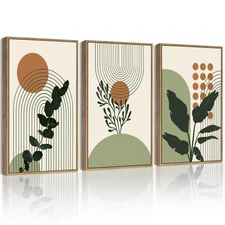 New PHOPAGO Boho Plant Wall Art Green Botanical Bohemain Framed Printing 11x14in