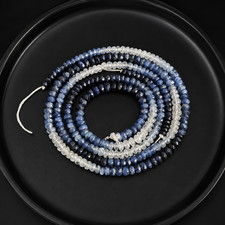 3mm Shaded Blue Ombre Sapphire Faceted Rondelle Beads 2 Strand Set