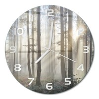 Runde Glasuhr Aus GehäRtetem Glas Wanduhr Nebel Im Wald WeißE Zeiger Fi30 Cm