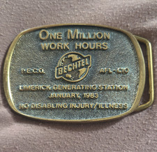 Solid Brass Belt Buckle 1983 Bechtel One Million Work Hours Limerick Station