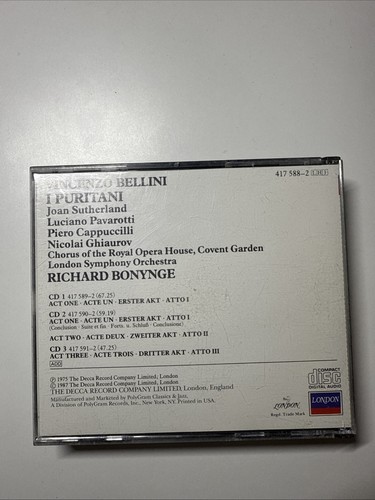 Bellini: I Puritani - Audio CD By Richard Bonynge - VERY GOOD - Foto 2 di 2