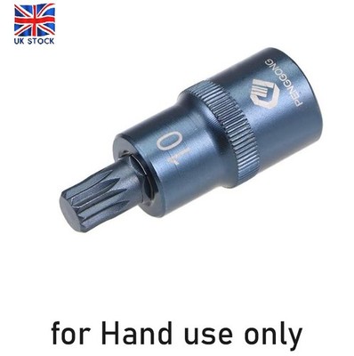 1/2'' Antrieb x M10 Dreifach Vierkant Spline Bit Steckschlüssel, 10 mm, S2 Stahl, CR-V, blau Pla