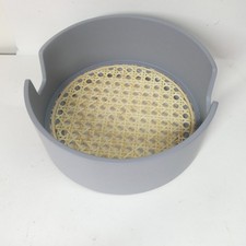 Normann Copenhagen Salon Tray 20cm Birch Wood Rattan Weave Grey NEW