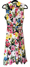 NWT Calvin Klein Floral A-Line Midi Dress, Tie Sash, 8, Ginger Multi, 149