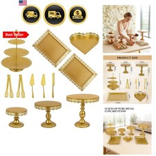 Gold Cake Stand Set 12 Pieces Elegant Dessert Display Party Wedding Stands